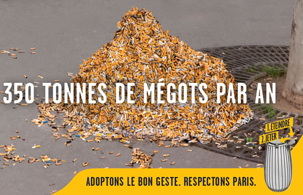 350 tonnes de mégots par an