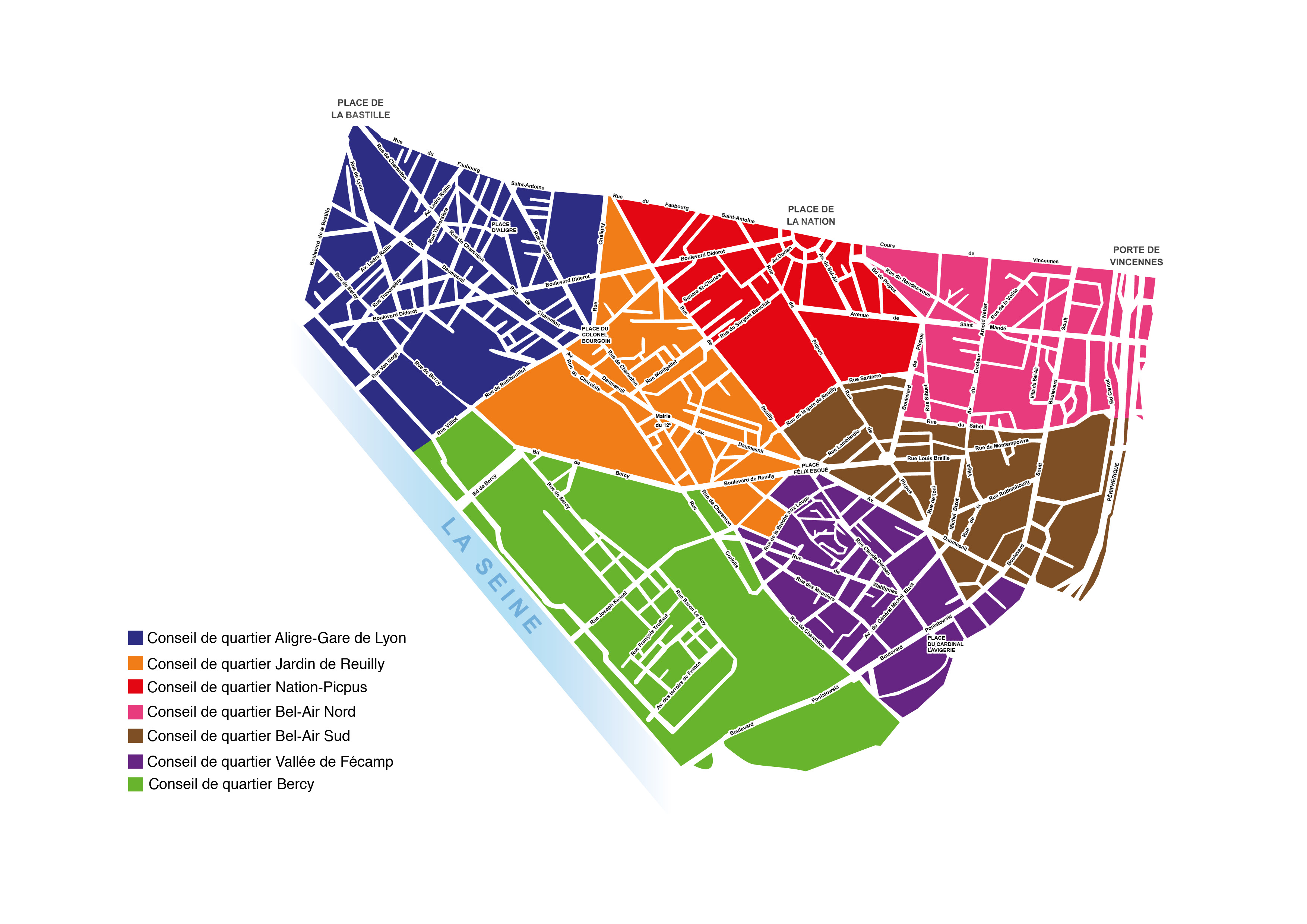 Carte des Conseils de quartier