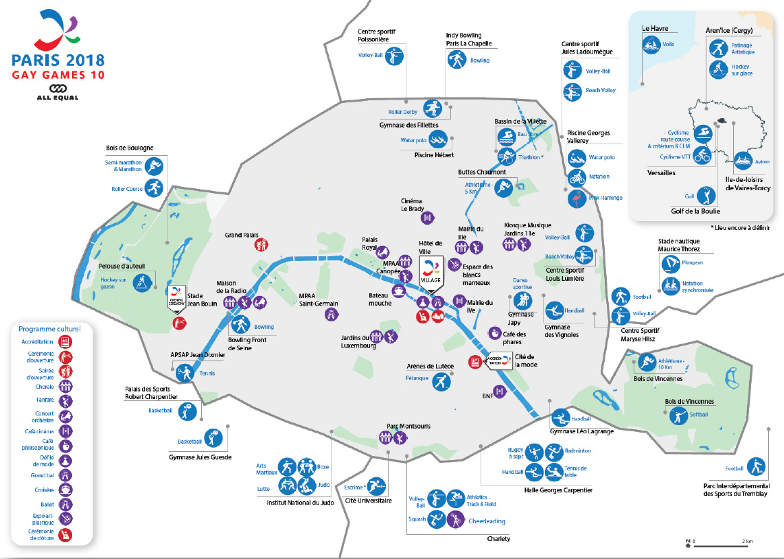 Carte des événements Gay GAmes 10 - 2018