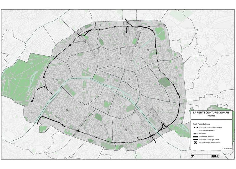 Carte de la Petite Ceinture de Paris (Apur)