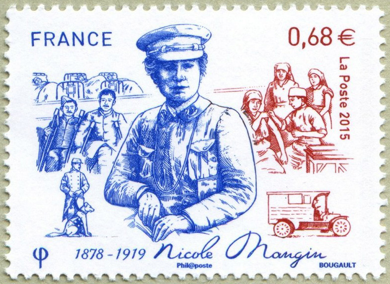 Timbre à l'effigie de Nicole Girard Mangin (Bougault)