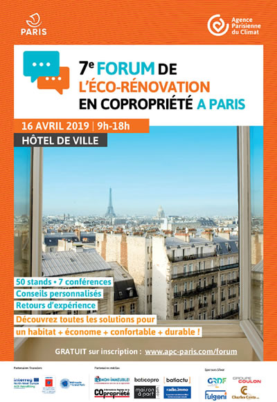 Affiche forum de l'éco-rénovation en copropriété (Agence Parisienne du Climat)