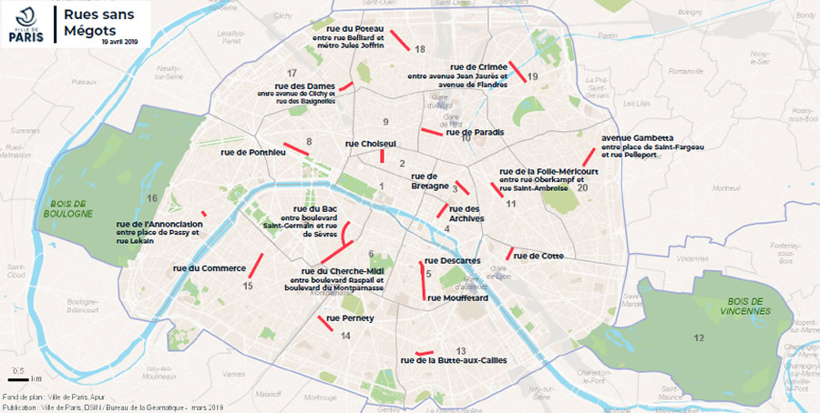 cartographie rues sans mégots (Ville de Paris)