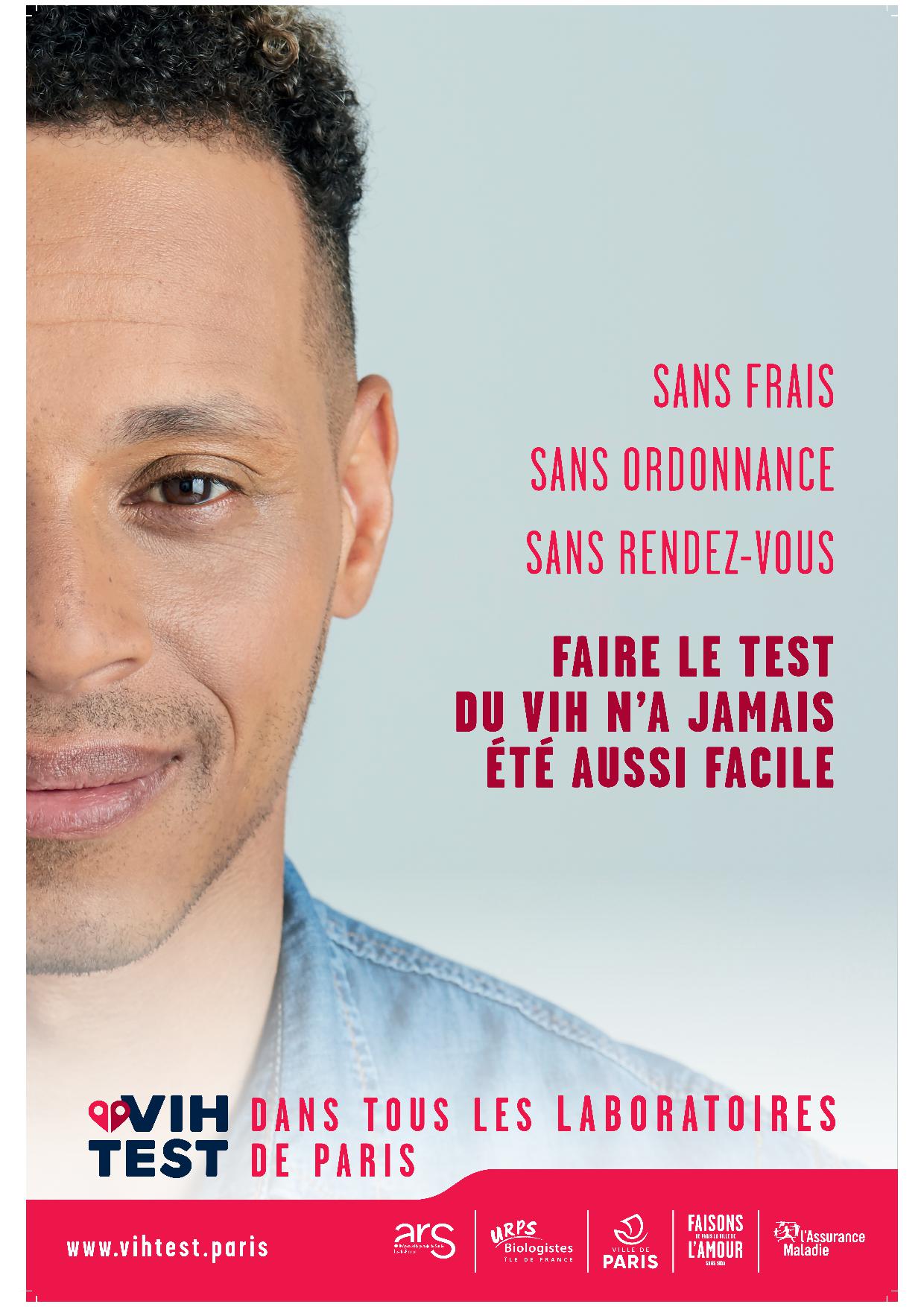 Affiche VIH Test (Copyright Agence Faubourg pour #PARISSANSSIDA - Photographe Hugues Lawson-Body)