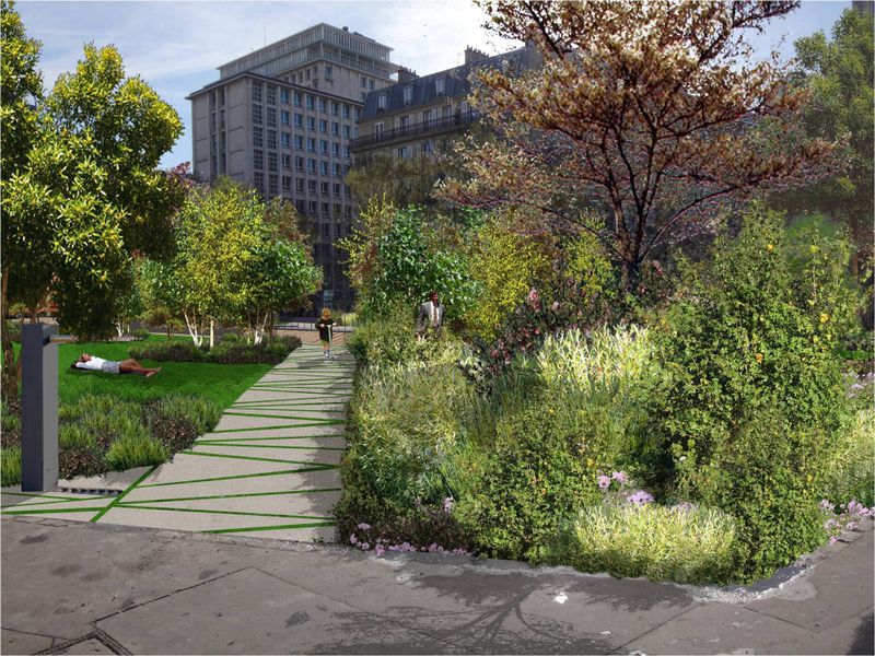 square de Père Teilhard de Chardin transformé en jardin public (Site mairie du 4e)