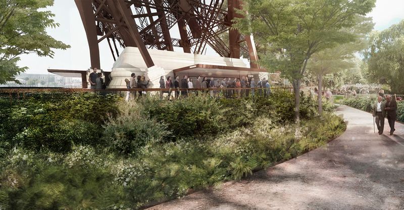 Site Tour Eiffel . Accès aux piliers de la Tour (© C+C)